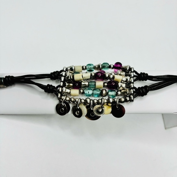 UNO DE 50 Silver Tone Natural Milano Glass Bead Bracelet - Picture 2 of 7